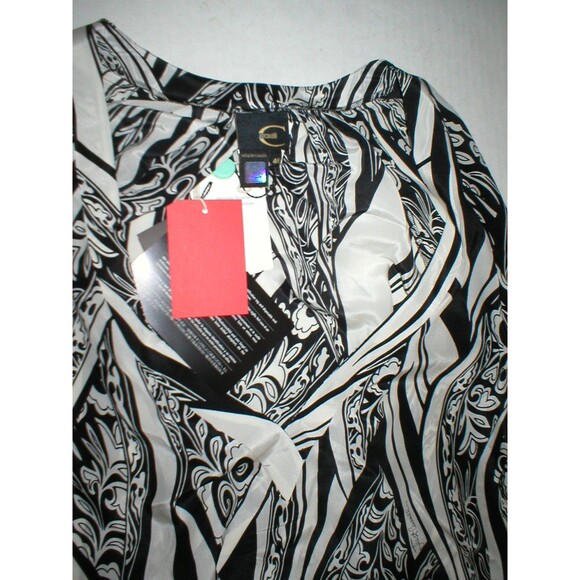 New NWT Womens 10 Italy Designer Silk Blouse Just Cavalli 46 Black White Bell - Picture 7 of 11